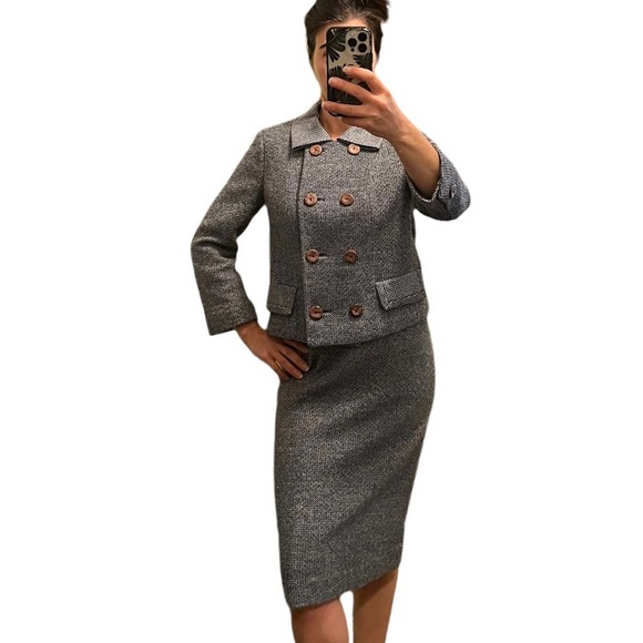 Designer Vintage Jack Feit Cashmere Suit Tweed Excellent Condition - Picture 1 of 16